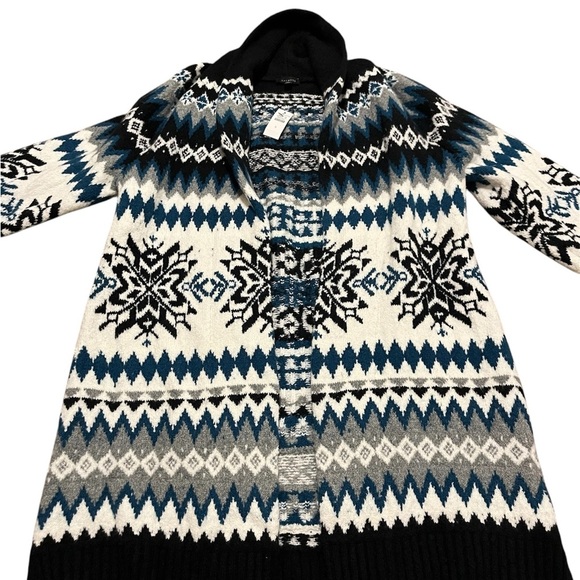 Talbots Cardigan Women’s Sweater Fair Isle Nordic Longline Size Small - Picture 1 of 5